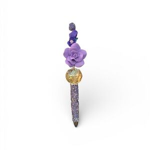 Handcrafted Purple Floral Pen with silver accents